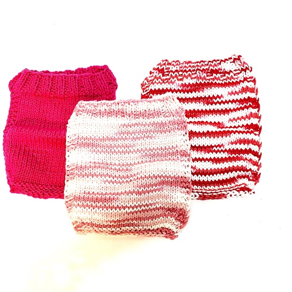 NWT Hand Knit 100%Cotton Pull Over Style Bibs Set - Picture 4 of 4